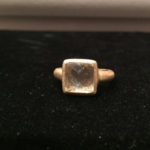 Rivka Friedman brushed gold ring with Blush stone